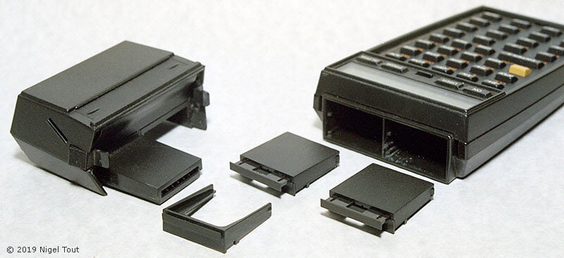 HP-41CX with memory, program, and magnetic strip modules.