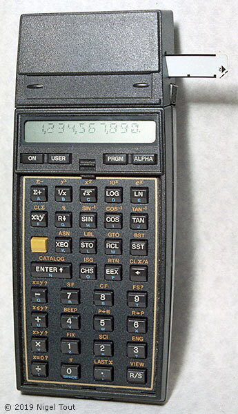 HP-41CX with the magnetic card writer/reader module connected