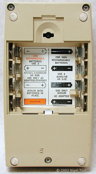 TI 2500B “Datamath” battery compartment